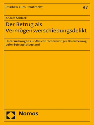 cover image of Der Betrug als Vermögensverschiebungsdelikt